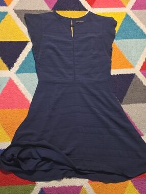 Banana Republic Navy Textured Stripe Chiffon Dress Size 10